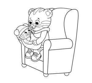 Kaplan boyama sayfası, Tigers coloring page, Bebek Kaplan Sandalyede Taşıyan Karikatür anne Kaplan, 