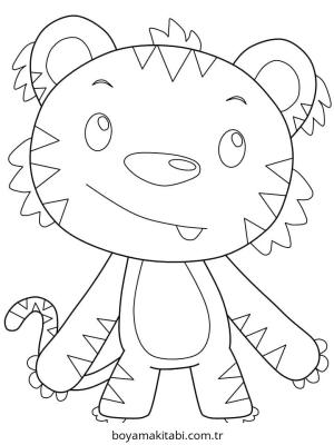 Kaplan boyama sayfası – sevimli karakter, sanatsal çalışma
