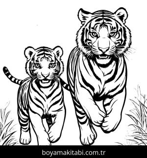 Kaplan boyama sayfası, Tigers coloring page, , 