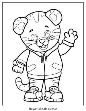 Kaplan boyama sayfası – çocuklar için, çizgi film temalı