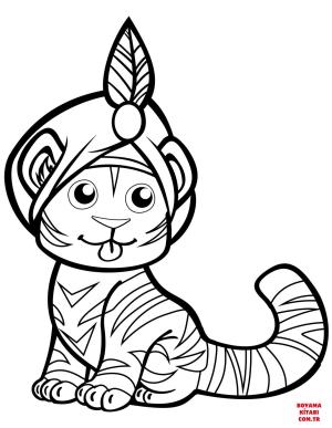 Kaplan boyama sayfası, Tigers coloring page, , tigers cute tiger in turban 