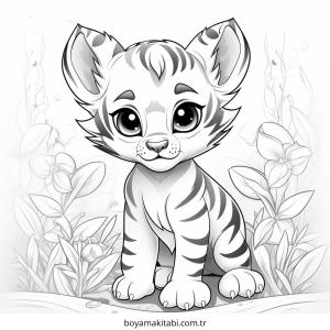 Kaplan boyama sayfası – sanatsal çalışma, çocuklar için