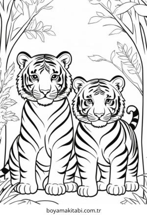 Kaplan boyama sayfası – yaratıcılık, eğlenceli etkinlik