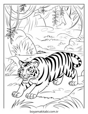 Kaplan boyama sayfası – sanatsal çalışma, çocuklar için