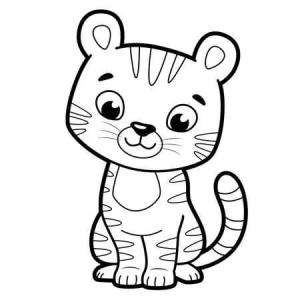 Kaplan boyama sayfası, Tigers coloring page, Oturan Bebek Kaplan, 