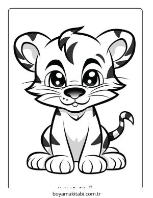 Kaplan boyama sayfası – sanatsal çalışma, çocuklar için