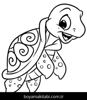 Kaplumbağa boyama sayfası – renkli çizimler, okul öncesi