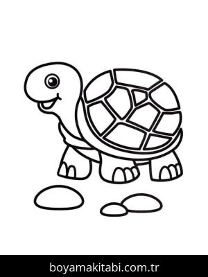 Kaplumbağa boyama sayfası – PDF indir, sevimli karakter