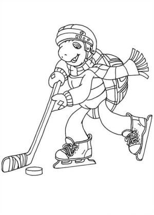 Kaplumbağa boyama sayfası,  coloring page, Franklin Oynarken Hokey, 