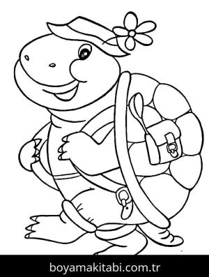 Kaplumbağa boyama sayfası – el becerilerini geliştirir, boyama çalışması