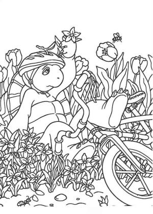 Kaplumbağa boyama sayfası,  coloring page, Çiçekler ile üzgün Franklin, 