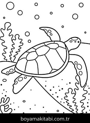 Kaplumbağa boyama sayfası – çizgi film temalı, basit çizim