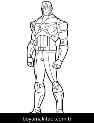 Kaptan Amerika boyama sayfası – PDF indir, sevimli karakter