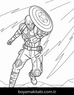 Kaptan Amerika boyama sayfası – çizgi film temalı, basit çizim