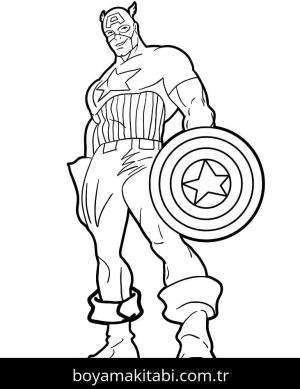 Kaptan Amerika boyama sayfası – basit çizim, kolay boyama