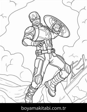 Kaptan Amerika boyama sayfası – yaratıcılık, eğlenceli etkinlik