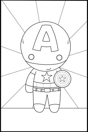 Kaptan Amerika boyama sayfası,  coloring page, Kaptan Amerika – Sevimli Bebek, 