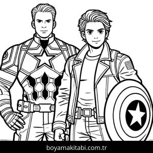 Kaptan Amerika boyama sayfası – renkli çizimler, okul öncesi