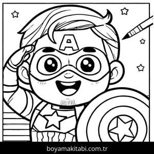 Kaptan Amerika boyama sayfası – boyama çalışması, yaratıcılığı geliştirir