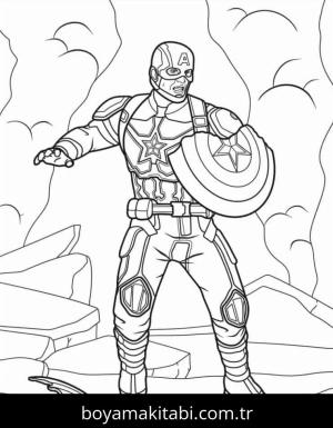 Kaptan Amerika boyama sayfası – çizgi film temalı, basit çizim