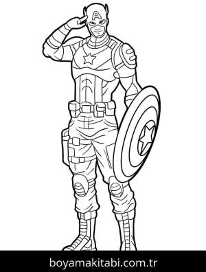 Kaptan Amerika boyama sayfası – sevimli karakter, sanatsal çalışma