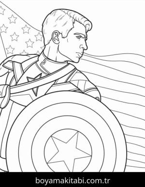 Kaptan Amerika boyama sayfası – yaratıcılığı geliştirir, keyifli zaman