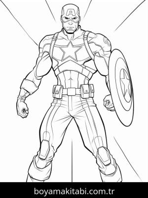 Kaptan Amerika boyama sayfası – sevimli karakter, sanatsal çalışma