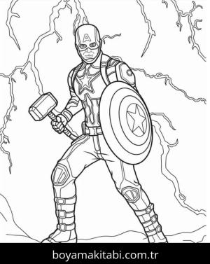 Kaptan Amerika boyama sayfası – yaratıcılığı geliştirir, keyifli zaman
