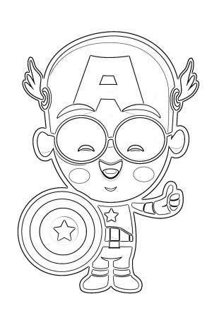 Kaptan Amerika boyama sayfası,  coloring page, Cute Captain Wearing Glasses, 