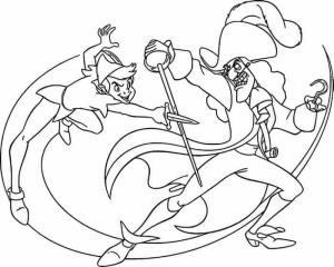 Kaptan Garfio boyama sayfası,  coloring page, Peter Pan ve Kaptan Kanca Dövüşü, 