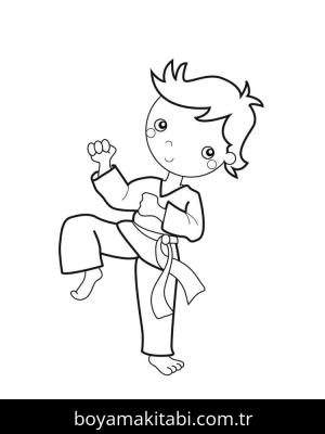 Karate boyama sayfası – sanatsal çalışma, çocuklar için