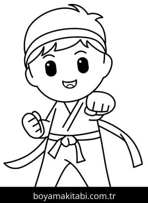 Karate boyama sayfası – çocuk aktivitesi, PDF indir