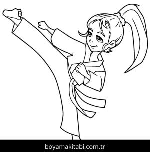 Karate boyama sayfası – basit çizim, kolay boyama