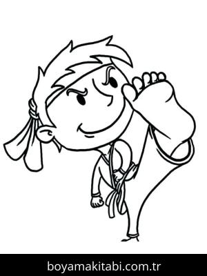 Karate boyama sayfası – basit çizim, kolay boyama