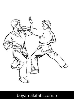 Karate boyama sayfası – çocuk aktivitesi, PDF indir