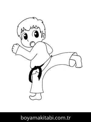 Karate boyama sayfası – çizgi film temalı, basit çizim