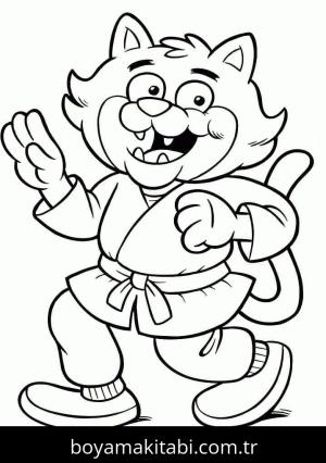 Karate boyama sayfası – çocuklar için, çizgi film temalı