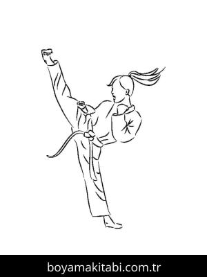Karate boyama sayfası – çizgi film temalı, basit çizim