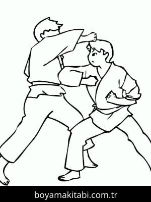 Karate boyama sayfası – sevimli karakter, sanatsal çalışma