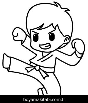 Karate boyama sayfası – sevimli karakter, sanatsal çalışma
