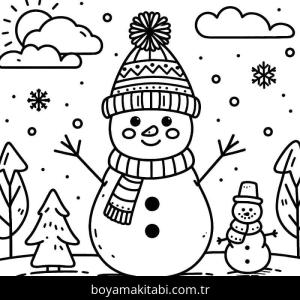 Kardan Adam boyama sayfası – çocuk aktivitesi, PDF indir