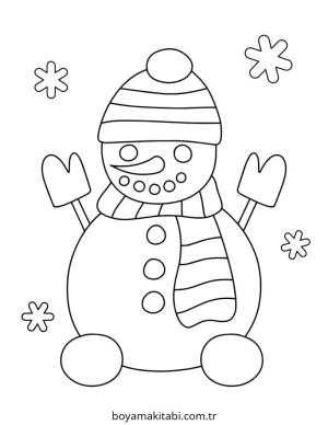 Kardan Adam boyama sayfası – renkli çizimler, okul öncesi