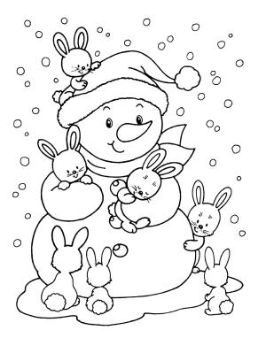 Kardan Adam boyama sayfası,  coloring page, Orman tavşanlarının beyaz dostu, 