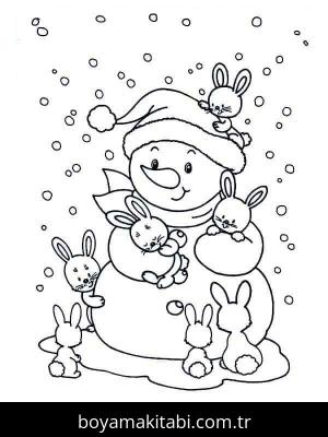 Kardan Adam boyama sayfası – el becerilerini geliştirir, boyama çalışması