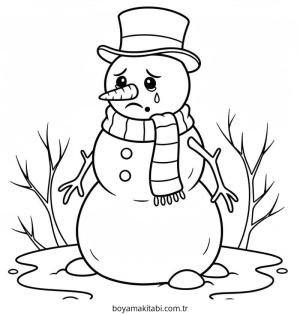 Kardan Adam boyama sayfası – çizgi film temalı, basit çizim