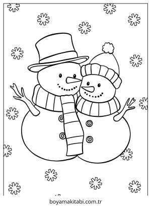 Kardan Adam boyama sayfası – sevimli karakter, sanatsal çalışma