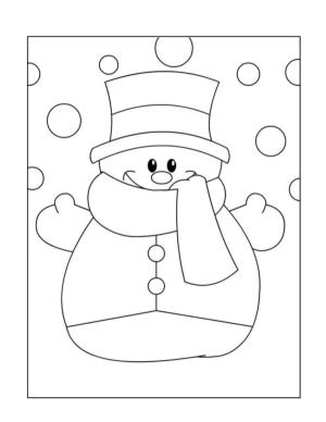 Kardan Adam boyama sayfası,  coloring page, Şapkalı yuvarlak kardan adam, 