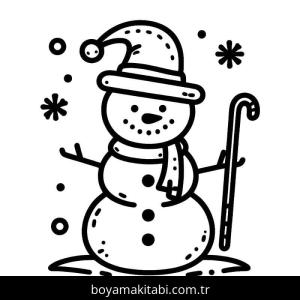 Kardan Adam boyama sayfası – çizgi film temalı, basit çizim