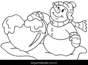 Kardan Adam boyama sayfası – renkli çizimler, okul öncesi