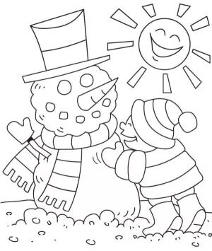 Kardan Adam boyama sayfası,  coloring page, Eriyen kardan adam., 